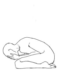 a black and white drawing of a person laying on the ground with their head down