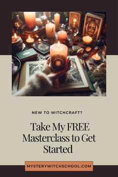 a book with candles and pictures on it that says, take my free master class to get started