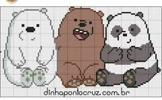 cross stitch pattern with panda, bear and polar bear