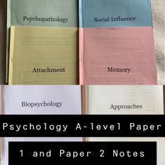 a bunch of books that are on top of each other with the words, psychology - level paper 1 and paper 2 notes