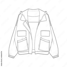 a drawing of a jacket with pockets