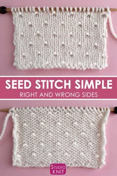 seed stitch sample showing the right and wrong sides