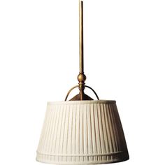 a white lamp hanging from the ceiling with a light fixture on it's side