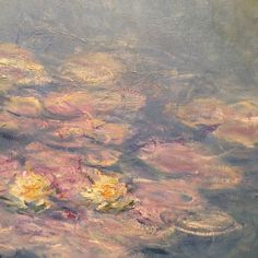 a painting of flowers floating on top of water