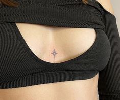 Unique Minimalist Tattoo, Small Chest Tattoos, Petite Tattoos, Chest Tattoos For Women, Sternum Tattoo, Classy Tattoos, Discreet Tattoos, Girly Tattoos