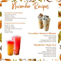 the menu for an upcoming pumpkin spice drink