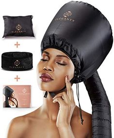 ELEGANTY Soft Bonnet Hood Hairdryer Attachment with Headband that Reduces Heat Around Ears and Neck to Enjoy Long Sessions - Used for Hair Styling, Deep Conditioning and Hair Drying (Black) Hooded Hair Dryer, Bonnet Hair Dryer, Curl Formers, New Natural Hairstyles, Hair Dryer Diffuser, Hair Steamers, Hair Drying, Hair Bonnet, Fast Hairstyles