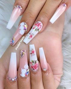 Pin by Mahalya Lucas on NAILS Gel nails, Long nail designs, Pretty Long Nail Designs, Cute Acrylic Nail Designs, Pretty Nail Designs, Pretty Nail Art Designs, Bling Acrylic Nails, Summer Acrylic Nails, Pretty Nail Art, Nail Designs Spring