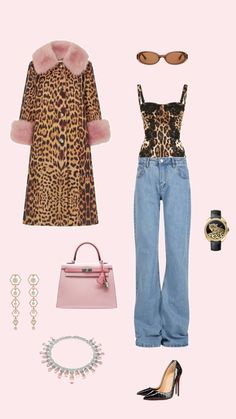 Bold Outfits, Overall Outfit, Leopard Coat, Funky Outfits, Girly Fashion, Edgy Outfits, Colourful Outfits, Polyvore Outfits