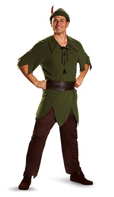 a man dressed as peter panton is standing with his hands on his hips