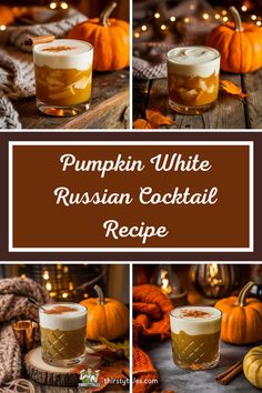 pumpkin white russian cocktail recipe on a wooden table