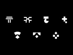 a set of different type of symbols on a black background, including arrows and numbers