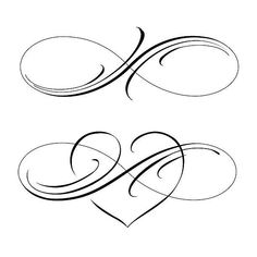 the letter e is made up of two hearts with swirls on each one side