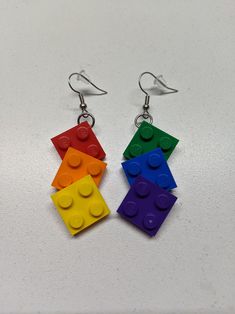 Brickcrafts Fashion Earrings Triple Wiggled - Etsy Upcycle Legos, Lego Party Bags, Lego Party Favors, Earrings Crafts, Lego Wedding