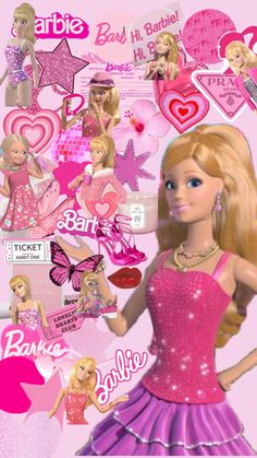 the barbie doll is wearing a pink dress