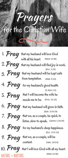 a prayer for the christian wife with an image of a tree trunk in the background