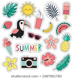 an image of summer stickers in the shape of a circle