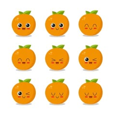 oranges with different expressions on them