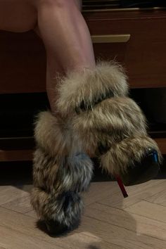 Fur Boots Heels, Fur Heels, Shoes Heels Classy, Funky Shoes, Fur Shoes, Heels Classy, Aesthetic Shoes, Shoe Inspo, Swag Shoes