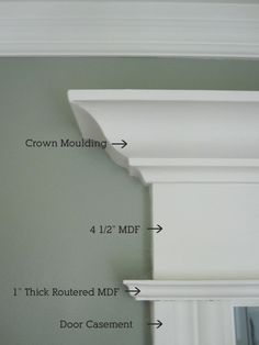 the crown moulding is shown with measurements