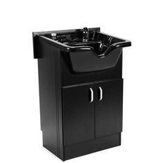 Sanden Shampoo Cabinet and Bowl - PediSpa.com Bowl Cabinet, Hair Salon Equipment, Black Fixtures, Salon Shampoo, Look Sophisticated, Shampoo Bowl, Shampoo Chair, Shampoo Bowls, Shoulder Massage