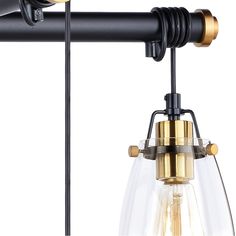 an image of a light fixture with two lights on it's side and one light hanging