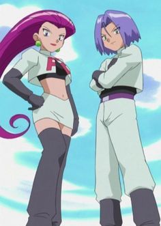 two anime characters standing next to each other