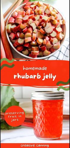 homemade rhubarb jelly recipe in a jar