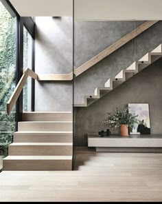 Stairs Design 2023, Main Bedroom Ideas Modern Luxury, Concrete Stairs Indoor, Modern House Stairs, Steps Design Interior Stairs, Contemporary Stairs Design, Reling Design, Stairs Modern, تحت الدرج