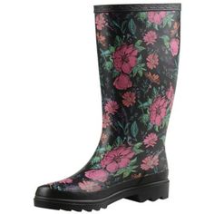 The Blue Mountain Women's Rubber Boots Floral are black with a lovely pink floral print. These rain boots are lined with a removable insole for convenience and waterproof material making them perfect for a day in the rain. Stay comfortable all while looking cute in these patterned boots. Removable EVA insoles for convenience Waterproof rubber uppers offer protection from the rain Black Rain Boots For Spring Rainy Weather, Pink Boots For Rainy Spring Weather, Pink Rain Boots For Spring, Patterned Boots, Womens Rubber Boots, Floral Boots, Womens Rain Boots, The Blue Mountains, Tractor Supplies