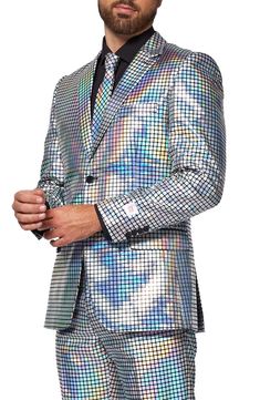 OppoSuits Disco Baller Two Button Notch Lapel Suit | Nordstromrack Afro Futurism Fashion, 70s Male Fashion, Disco Outfit Men, Glitter Suit, Notch Lapel Suit, Futurism Fashion, Modern Suits, Tailored Suit