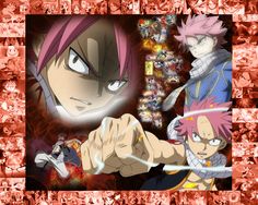 two anime characters with pink hair and one is pointing his finger at the camera while another looks on