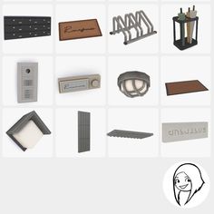 an assortment of different items are shown in this graphic design tool kit, including keys, paper clips, and magnets