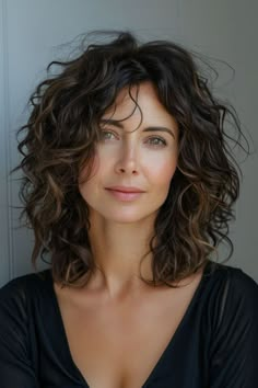 Haircuts That Make You Look Older, Women’s Medium Curly Hairstyles, Medium Length Curly Hair With Layers Over 40 Over 50, Medium Length Wavy Haircut With Layers, Mid Length Curly Haircut, Curly Hair 2024, Medium Length Haircut Curly Hair, Curly Mid Length Hair, Mid Length Curly Haircuts