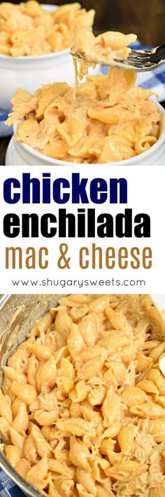 chicken enchilada macaroni and cheese in a bowl