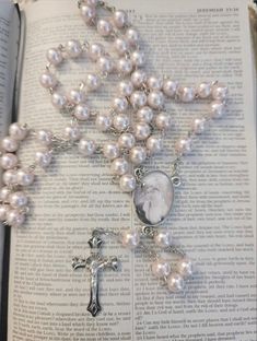 Memorial Beads, Angel Aesthetic, Pink Photo, Your Picture, Rosary Beads, God Loves Me, Daughter Of God, Silver Cross