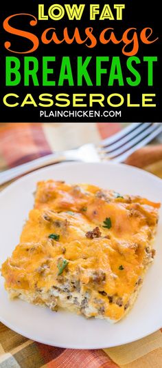 Low Fat Breakfast Casserole, Cheesy Snacks, Low Fat Breakfast, Sausage Breakfast Casserole, Easy Swaps, Low Fat Diet Plan, Make Ahead Breakfast Casserole