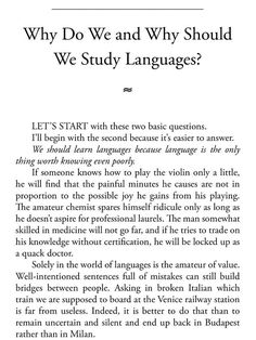 an open book with the title why do we and why should we study languages?