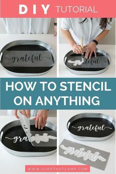 how to stencil on anything with the words diy in black and white