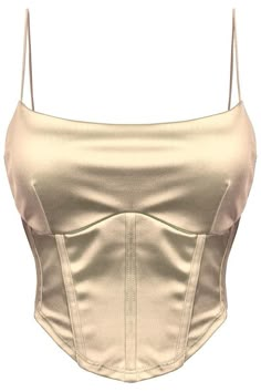 Gold Bustier Crop Cheap Halter Neck Crop Top For Party, Elegant Cheap Tank Top For Clubwear, Cheap Zara Crop Top, Cheap Zara Cropped Top, Cheap Beige Zara Tops, Quince Shirts, Crop Top Satin, Satin Outfit, Fancy Shirt