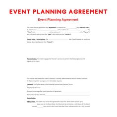 an event planning agreement is shown