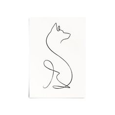 a black and white drawing of a cat