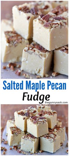 salted maple pecan fudge is an easy and delicious dessert that's ready to be eaten