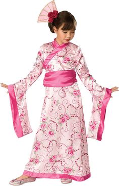 Girls Geisha Princess Kimono Costume Fancy Dress Pink Japanese S M L Childs Princess Costumes For Girls, Princess Costume Kids, Asian Princess, Japanese Princess, Japanese Costume, Pink Kimono, Princess Kids, Princess Dress Up, Princess Costume