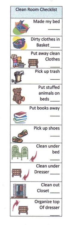 the clean room checklist is shown in this printable bookmark for children's books