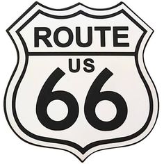 a white and black route 66 sign on a white background