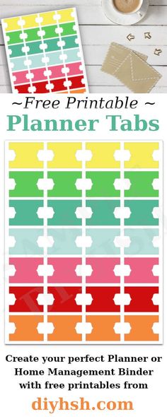 the free printable planner tabs are perfect for organizing your home and office space