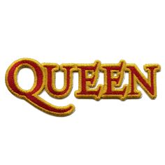 the word queen embroidered on a white background