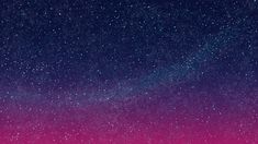 the night sky is filled with stars and pink hues, as well as purple clouds