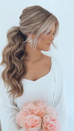 Ponytail Bridal Hair, Bridesmaid Ponytail, Wedding Ponytail Hairstyles, Bride Hairstyles Updo, Bridal Ponytail, Wedding Ponytail, Low Ponytail Hairstyles, Voluminous Ponytail, Ponytail Hairstyles Tutorial